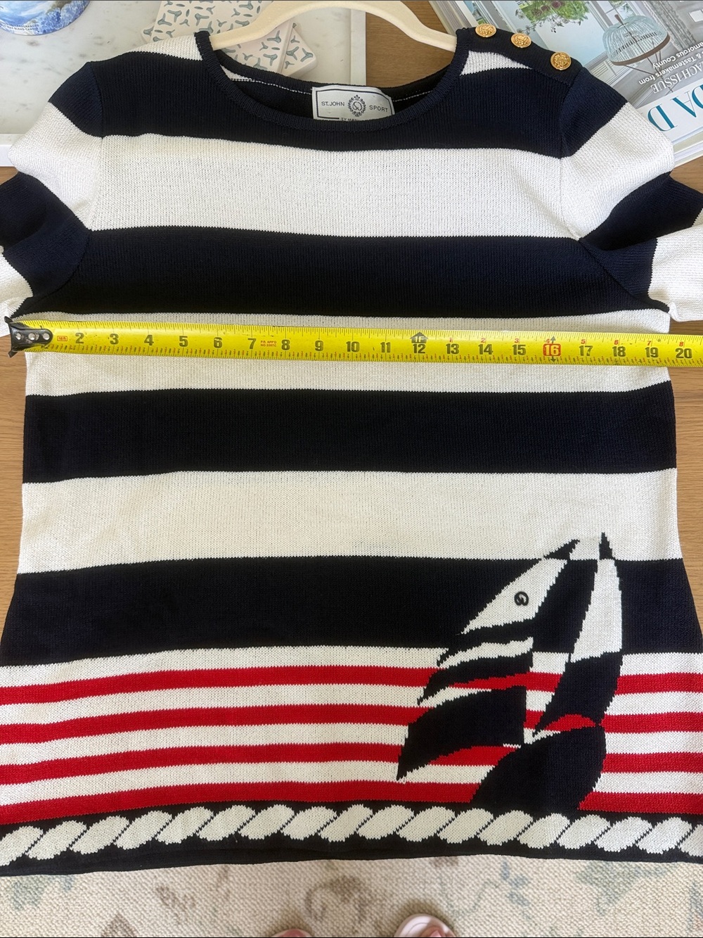 Rare Vintage 1990s St. John Sport by Marie Gray Nautical Sailboat Intarsia Sweat - Picture 11 of 14